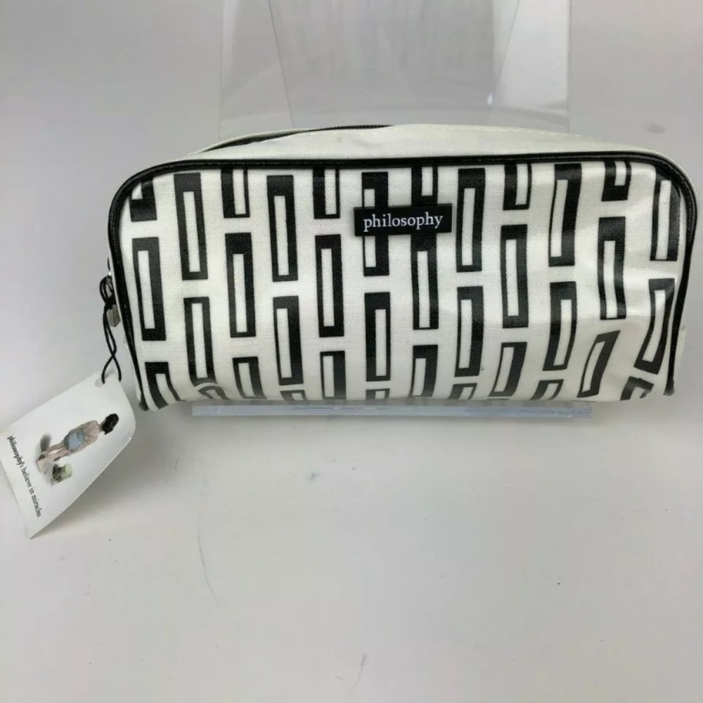 NWT PHILOSOPHY Cosmetic/Accessory Case Vinyl b&w